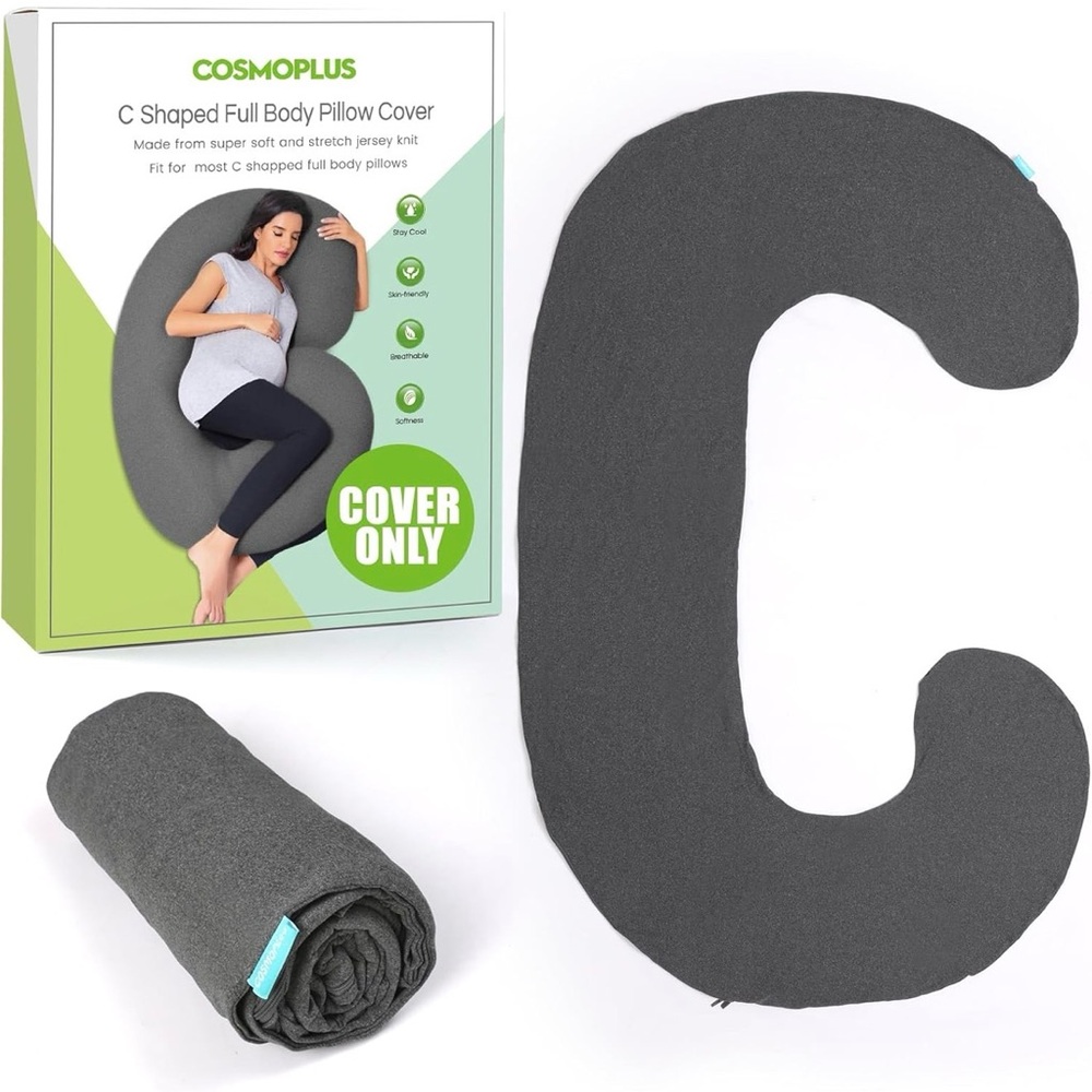 COSMOPLUS C-Shaped Full Body Pillow Cover - Heather Gray